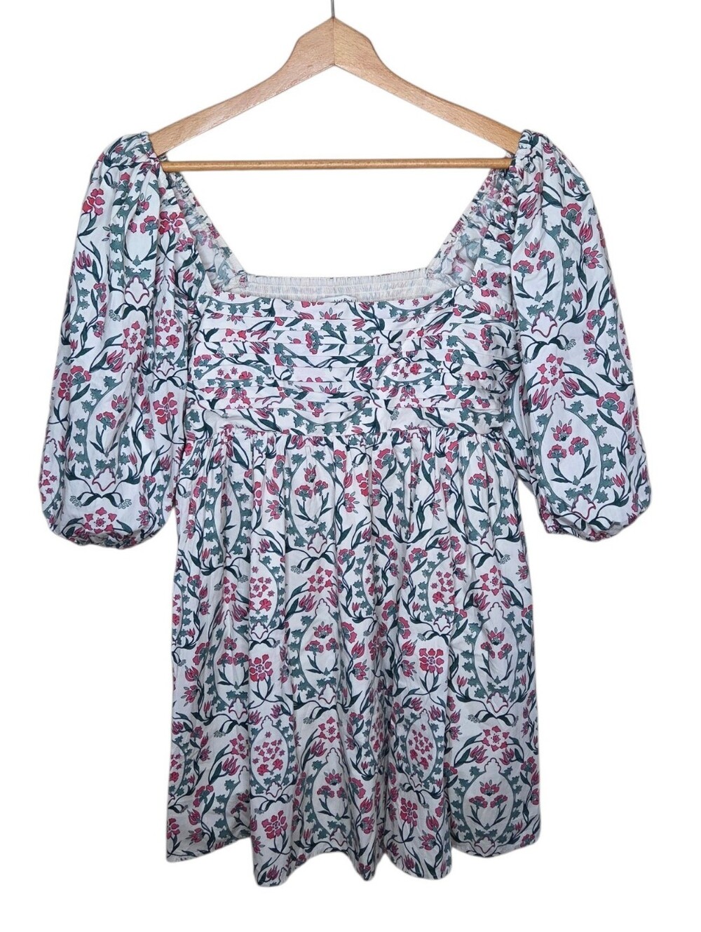 Abercrombie & Fitch Emerson Poplin Puff Sleeve Floral Vine Mini Dress Large Tall